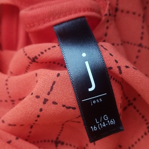 (L) J by Jess Square Print Cute Front Design Rayon Blend Blouse Business Casual - Picture 2 of 7